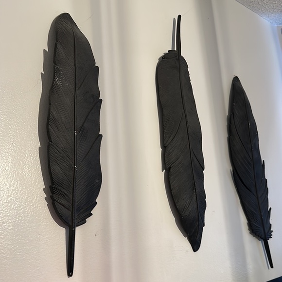 Metal Wall Feather Decor Set of 3 - Picture 5 of 6